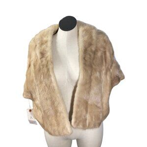 Vintage Mink Stole Cape Autumn Haze Beige Blonde Wrap Old Hollywood Shawl Evenin